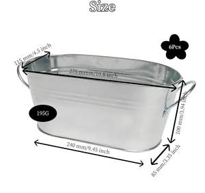 Juego de 6 Macetas Ovaladas de Metal Galvanizado con Asas, Macetas Rústicas para Flores, Macetas Decorativas para Jardín, Centro de Mesa para Bodas y Fiestas en Casa - Product Image 2