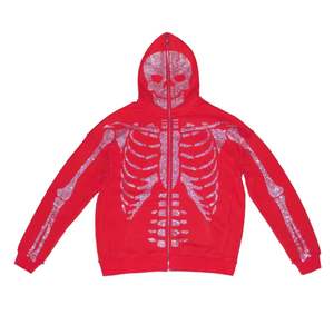 Sudadera con capucha y cremallera de diamantes de imitación de cara completa de peso pesado de alta calidad Logotipo personalizado 100% algodón de gran tamaño con cremallera negra - Product Image 4