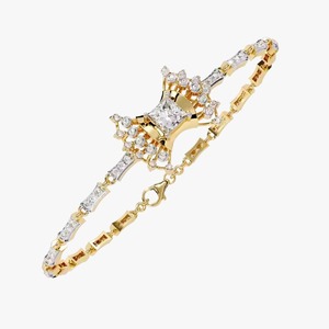 สร้อยข้อมือเพชรมอยส์ซอไนต์สีเหลืองทอง Jewellery10k/ 14K/18K ออกแบบได้ตามต้องการ
