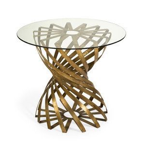 Mesa auxiliar de metal de aluminio fundido con acabado dorado con tapa de vidrio café decorativo de lujo para el hogar y mesa auxiliar - Product Image 2