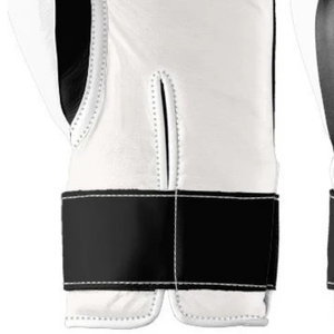 ถุงมือชกมวยหนังแท้สีดำขาวแบบมืออาชีพ พร้อมสายรัดข้อมือแบบเวลโคร สำหรับฝึกซ้อมและต่อยมวย สำหรับผู้ชายและผู้หญิง - Product Image 4