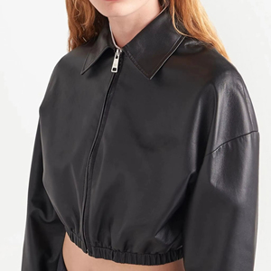 Chaqueta de cuero genuino Vintage de alta calidad para mujer - Product Image 6