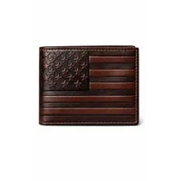 Dompet Kulit Lipat Dua Anti RFID Bendera Amerika Serikat Grosir