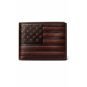 Wholesale <b>RFID</b> Blocking USA Flag Bifold Leather <b>Wallet</b> - Product Image 1