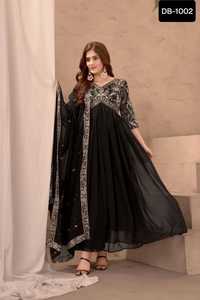 Indien et pakistanais vêtements ethniques lourds Faux Georgette broderie séquence conception travail avant arrière les deux côtés broderie travail motif - Product Image 5