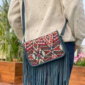 Nouveau fait à la main Offre Spéciale Jacquard daim cuir frange sac à bandoulière multi-usage nouveau Design Vintage sac à bandoulière pas cher taux produit en vrac - Product Image 4