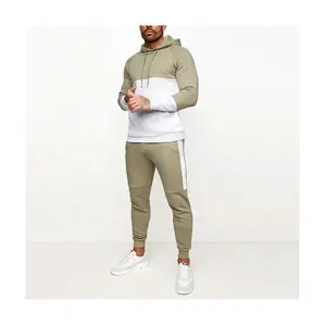 定制标志英国尺码空白品牌运动服套装80棉20涤纶素色慢跑裤和连帽衫套装男士运动运动服