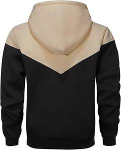 Sudadera con capucha informal para hombre con diseño de retazos, sudadera polar de manga larga con bloques de color, tops de otoño, bolsillo de poliéster/algodón - Product Image 3