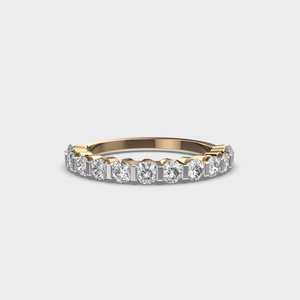Bague de mariage demi-éternité en diamant torsadé de laboratoire en or 18 carats pour femme plaquée rhodium pour les fêtes anniversaires de la Saint-Valentin - Product Image 1