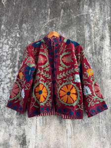 Handcrafted Luxury Velvet Suzani Embroidered Jacket for Women – Bohemian Statement <b>Coat</b> with Traditional Artisan Floral Design - Product Image 5