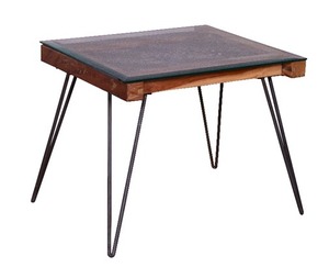 Alyssa Table d'appoint en bois de manguier avec dessus en verre portable Table basse légère et moderne pour meubles de maison décoratifs - Product Image 2