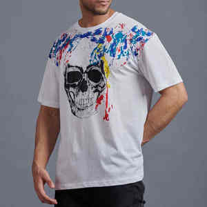 Fabricant en gros 300 Gsm poids lourd 100% coton impression haut t-shirt graphique personnalisé surdimensionné 3D bouffée impression t-shirt - Product Image 1