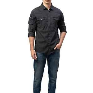Camisas de Mezclilla de Alta Calidad Personalizadas, Nueva Llegada, Manga Larga, Vintage, Transpirables, para Hombre - Product Image 6