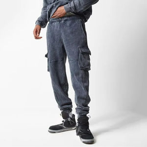 Venta al por mayor Hombres Mujeres Unisex vintage Lavado ácido 2 piezas Set Nuevo 2024 Estilo Algodón French Terry Heavy Weight pullover cargo Pant - Product Image 4