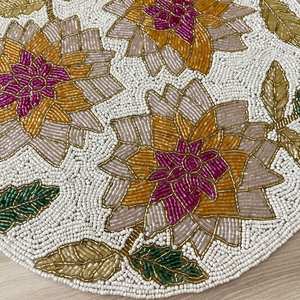 <b>Beaded</b> <b>Placemat</b> Handmade Round Charger for Luxury Dining & Holiday Decor Unique Piece Handmade <b>Beaded</b>, <b>Placemat</b>, Housewarming - Product Image 3