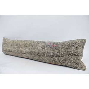 Lana gris Kantha 12x48 pulgadas tejido Vintage patrón ecológico antideslizante extraíble lavable cierre de cremallera almohada de refuerzo - Product Image 4