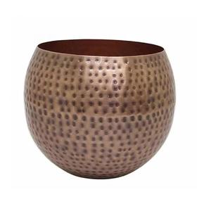 Pot de fleurs en cuivre martelé de haute qualité avec support en fil noir mat Conteneur de plantes rond en métal Jardinière en cuivre faite à la main - Product Image 3