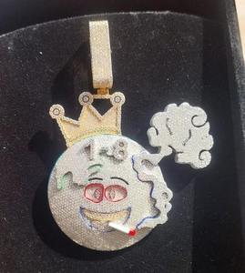 จี้เพชรรูปโลกโมอิสสีเงินสเตอริ925 - Product Image 4