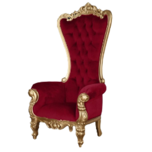 Chaises de trône de style antique européen Fabrication de chaises de trône de mariage à dossier haut rouge et or en Indonésie - Product Image 5