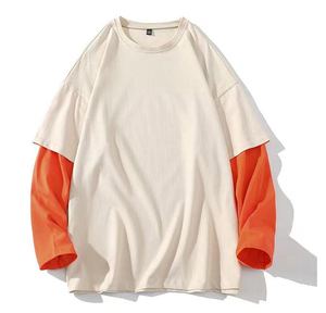 T-shirt streetwear personnalisé T-shirt en coton délavé à l'acide sérigraphie surdimensionnée double couche à manches longues T-shirt à manches doubles pour hommes - Product Image 3