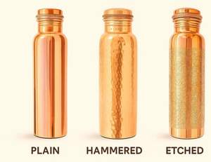 Bouteille d'eau en cuivre Vedela Naturals grande, écologique, martelée, style zen asiatique, pour la maison, le bureau et l'extérieur - Product Image 4