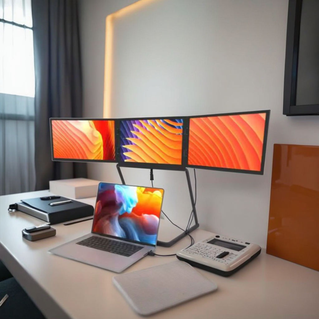 Triple Screen <strong>Monitor</strong> TriCreate 15.6 <strong>1080P</strong> FHD USB-C Aluminum <strong>Portable</strong> IPS Travel <strong>Monitor</strong> for Laptop for Business Use