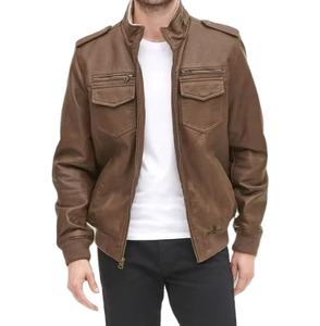 แจ็คเก็ตหนังผู้ชายแฟชั่นคุณภาพสูง ออกแบบเองได้ แจ็คเก็ตฤดูหนาวคอตั้งพร้อมโลโก้ด้านหน้า ปี 2026 ขายส่ง - Product Image 2