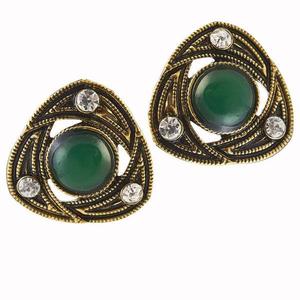 The99Jewel 1306506 Boucles d'oreilles créoles fines Stone Green Antique Gold Plated Studs Elegant Antique Gold Plating - Product Image 1
