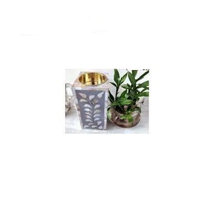 Portavelas decorativo de lujo con incrustaciones de hueso, artesanías con incrustaciones de hueso hechas a mano, elegante portavelas con luz de té - Product Image 5