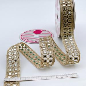 Encaje Bordado con Espejo de Algodón Ecológico al por Mayor, Ribete de Encaje Étnico Hecho a Mano, Tela de Encaje Elegante de Moda, OEM/ODM Disponible - Product Image 1