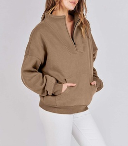 Chaqueta de Yoga para Mujer al por Mayor 2025, Manga Larga, Holgada, de Felpa, con Media Cremallera, Transpirable, Ligera, Sudadera Corta con Capucha para Otoño - Product Image 4