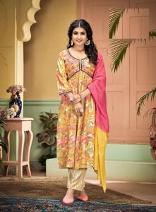 Super Quality <b>Fabrics</b> with Best Designs New Aliay Cut Suit Embroidery Work Collection of <b>Indian</b> & Pakistani Kurti - Product Image 6