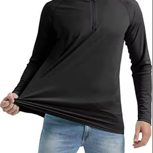 2024 Logo personnalisé hommes tricoté polaire demi fermeture éclair couleur unie sweat à capuche à manches longues grande taille décontracté col rond Style - Product Image 6