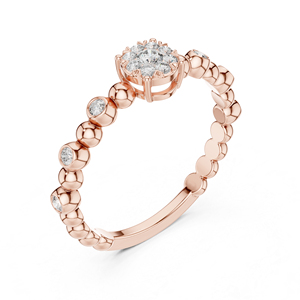 แหวนเพชรทรงกลมสีเหลืองทอง 14K สำหรับผู้หญิง |   ชุดออกงาน |   เพชรที่เพาะเลี้ยงใหม่ - Product Image 4