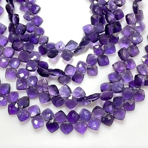 High Quality Faceted <b>Cushion</b> & Kite Shape Amethyst Stone Beads Purple with Side Drill Wholesale Beads - Product Image 3