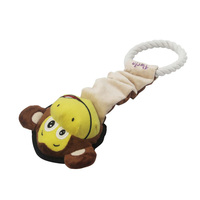 Jouet sonore interactif en tissu pour chiens, en forme de singe, durable, à tirer et à mâcher, vente en gros d'usine