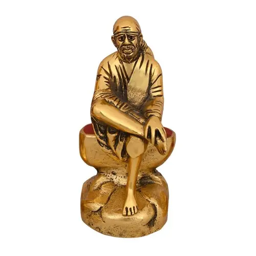 手作りメタルサイババムルティ坐像インドの神像家の装飾用サイババギフトコレクタブル手工芸品アート