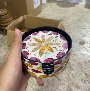 Posavasos hechos a mano para tazas de té, posavasos MOP de madreperla para regalo y mesa de cocina, posavasos calientes para bebidas, posavasos de forma redonda - Product Image 1