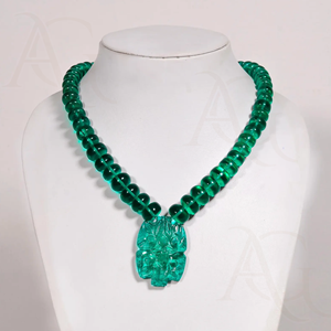 Collar de Esmeralda cultivada en laboratorio, cuentas, hilo de piedras preciosas de corte Nano verde pulido facetado suave para fabricación de joyas personalizable - Product Image 5