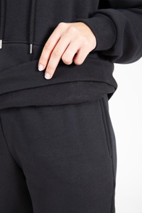 Ensemble 2 pièces streetwear pour femme, coupe classique, nouveau style, couleur unie, sweat à capuche avec cordon de serrage et pantalon, 100% coton molletonné, écologique - Product Image 5