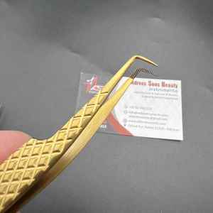 Pinzas para pestañas con punta de nano fibra antiestática de acero inoxidable profesional al por mayor pinzas para pestañas chapadas en oro mate probadas a mano - Product Image 5