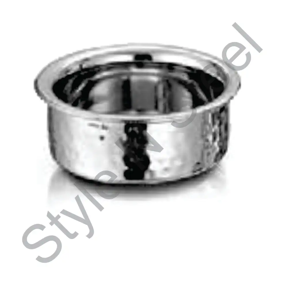 Stainless steel Kitchen functional serving Katori Double wall handi bowl hammered with silver color at wholesale price