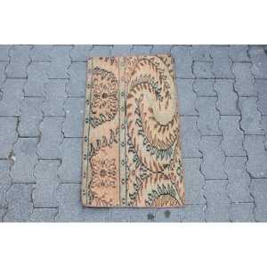 Turkish Vintage Rug, Small 1.5x2.6 ft (46x79 cm) Rug, <b>Brown</b> Solid <b>Wool</b> Rug - Product Image 1