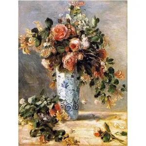 Renoir Roses Jarrón de jazmín Accent Tile Mural Cocina Baño Backsplash Murales de pared Cerámica - Product Image 1