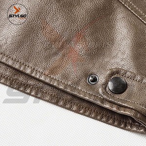 Chaqueta de cuero de crucero de tendencia para hombre, elegante abrigo de cintura de cuero real con cuello levantado, cierre de cremallera, Top informal para invierno - Product Image 5