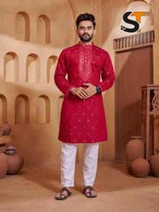 Occasional Wear <b>Silk</b> With Intricate Work <b>Kurta</b> Pajama Manufacturer And Supplier From Surat At Lowest Rate - Product Image 3