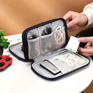 TidyTech Double-Tier Portable Electronic Accessory Organizer Plastic Office Cable Organizer with <b>Storage</b> Bags for Bathroom Use - Product Image 6