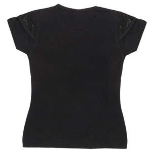 Girls Half Sleeve <b>Glitter</b> T-Shirt - Black - Product Image 2