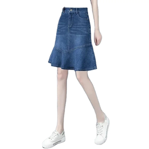 Jupes longues en denim légères et au design nouveau pour femmes et jupes longues décontractées à taille haute pour filles en vente chaude - Product Image 1