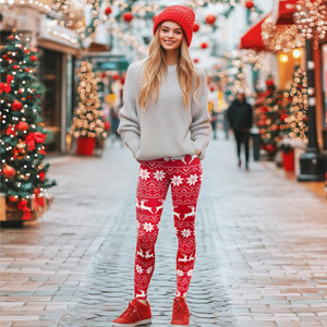 Impression par sublimation personnalisée Pantalon de yoga taille haute avec poches pour femmes, avec contrôle du ventre, leggings et collants de sport pour le fitness - Product Image 2